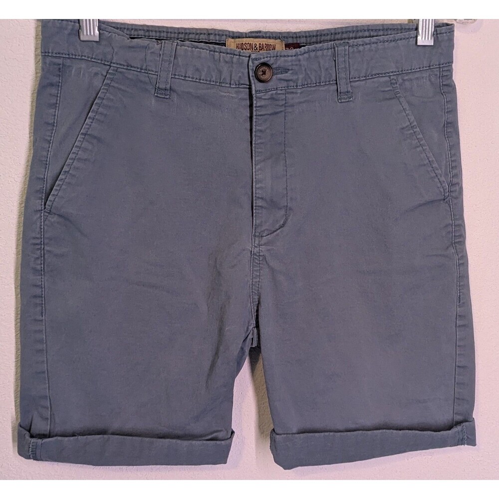 Hudson & Barrow Mens Bermuda Shorts Muted Dusty Blue Size 30"X6" (844m)